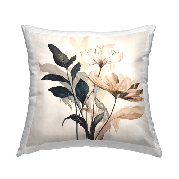 Stupell Industries Leaf Sprig & Flower Decorative Printed Throw Pillow Design by Lazar Studio.
