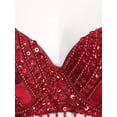 thumbnail image 5 of TiaoBug Women's Belly Dance Costume Sequins Tassels Adjustable Bra Tops Bollywood Dancewear Red-A One Size, 5 of 7