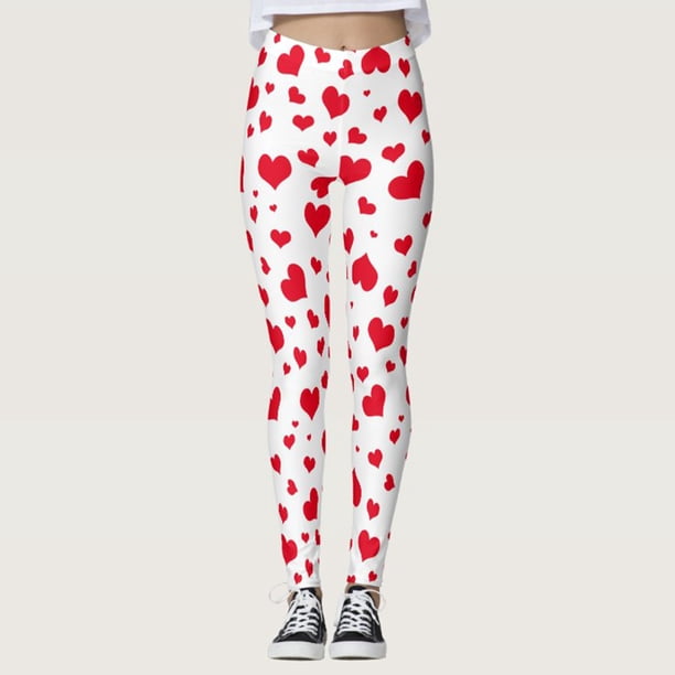 WILLBEST Leggings Estampados de San Valentín Para Mujer, Pantalones de Yoga Personalizados Para Correr, Hacer Ejercicio, Mallas Cómodas y Elásticas de Cintura Alta. Chica