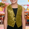 thumbnail image 2 of KKBOTIVE Dress Up Carnival Sequin Vest for Kids, Sparkling Shiny Dance Vest for Boys Girls, Party Outfit Fahion Clothes for Toddler ( GD1 Size: 5-6 Years ), 2 of 5