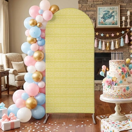 Yellow White Pixels Arch Backdrop Covers 6 FT Modern Contemporary Abstract Boho Stretchy Fitted Arched Stand Covers Party Arch Stand Cover Photo Booth for Wedding Birthday Decor