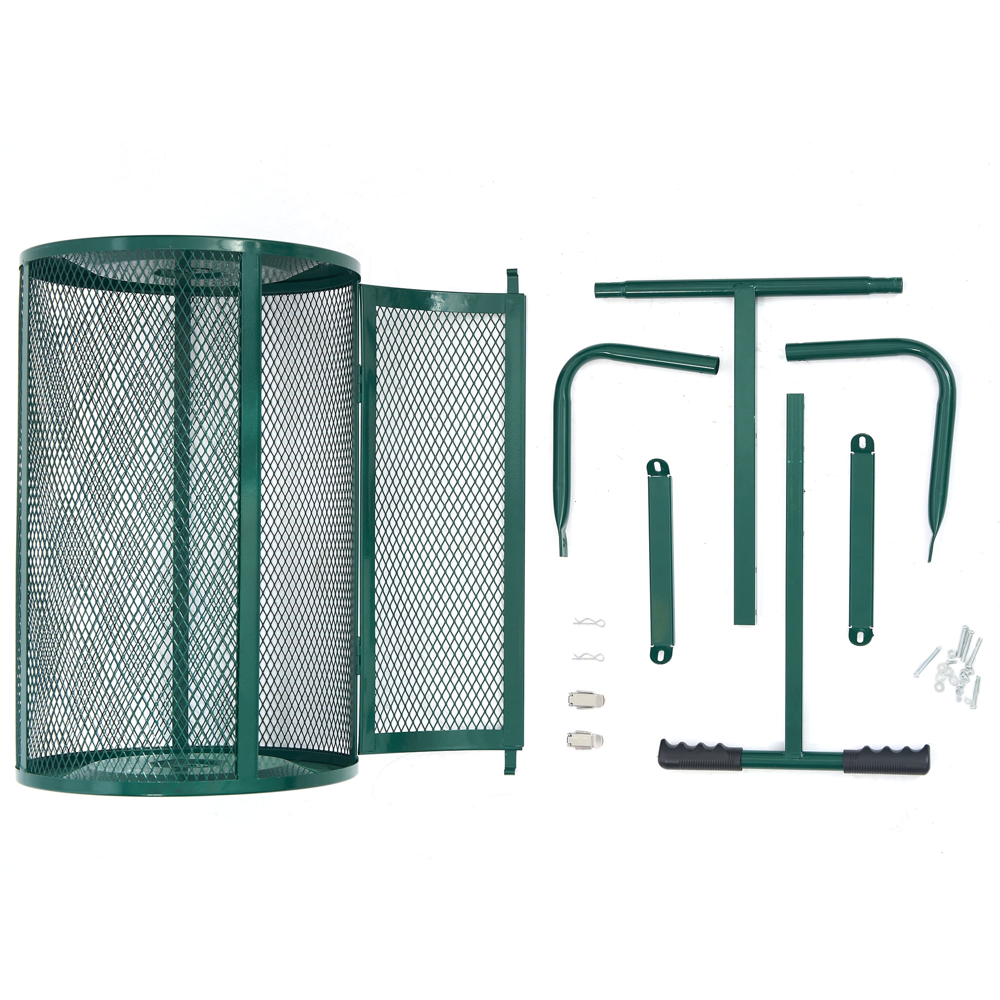 MUCHANT 24" Compost Spreader, Heavy-Duty Metal Mesh Spreader with Adjustable Handle for Lawn, Green