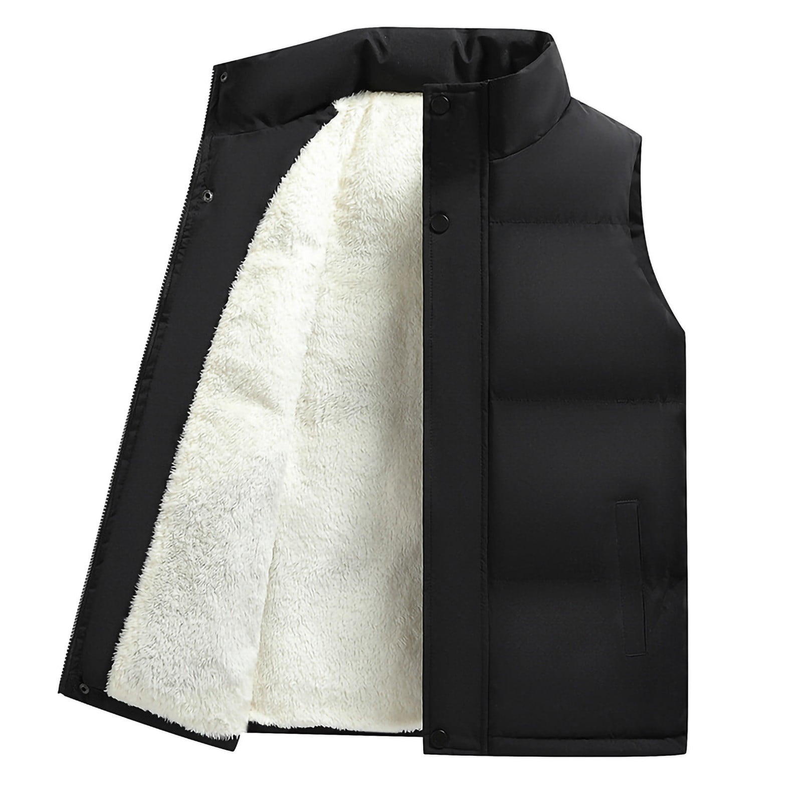 dzxyzu Men's Vest Lined Puffer Vest Sleeveless Mock Neck Down Jacket Outdoor Golf Waistcoat Running Vest Travel Winter Windbreak Coat - Black