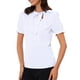 thumbnail image 4 of INSPIRAR CHIC Blusas de Verano para Mujeres de Color Sólido con Lazo en el Cuello y Mangas Cortas para Usar en el Trabajo Color Off-White XL, 4 of 6