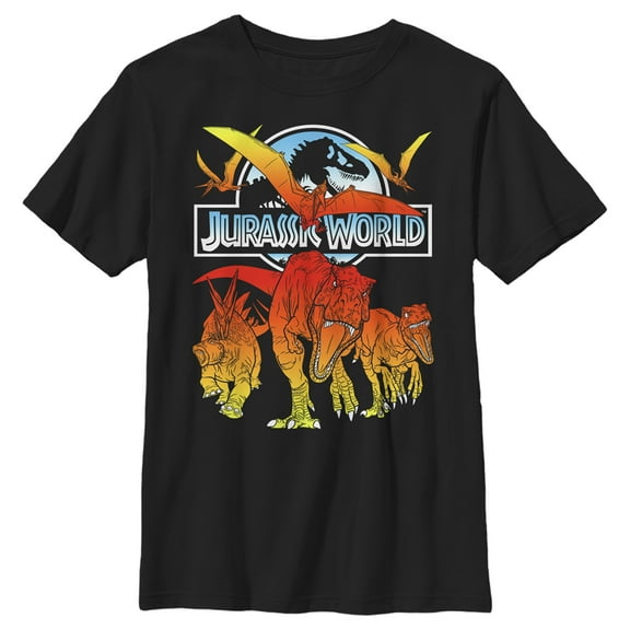 Boys' Husky Jurassic World Fallen Kingdom Fire Dinosaurs  Graphic Tee Black Small