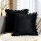 thumbnail image 1 of Black Set of 2 Sofa Cushion Cover 45x45 Super Soft Velvet with Pretty Scandinavian Bohemian Pompoms Cushion Decoration Living Room Bedroom Home Armcha, 1 of 4