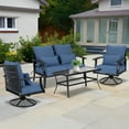 thumbnail image 3 of Aoodor 24"x24" Navy Blue Patio Outdoor Deep Seat Chair Cushion Set, Patio Chair Cushions Set, Olefin Fabric and Memory Foam (Set of 2 Seats, 2 Backs, 2 Lumbar Pillows), 3 of 9