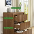 thumbnail image 7 of Fluted 3 Drawer Dresser, Mid Century Small Wood Chest for Bedroom, Modern Closet Clothes Organizer, Walnut Brown Storage Cabinet, 7 of 7