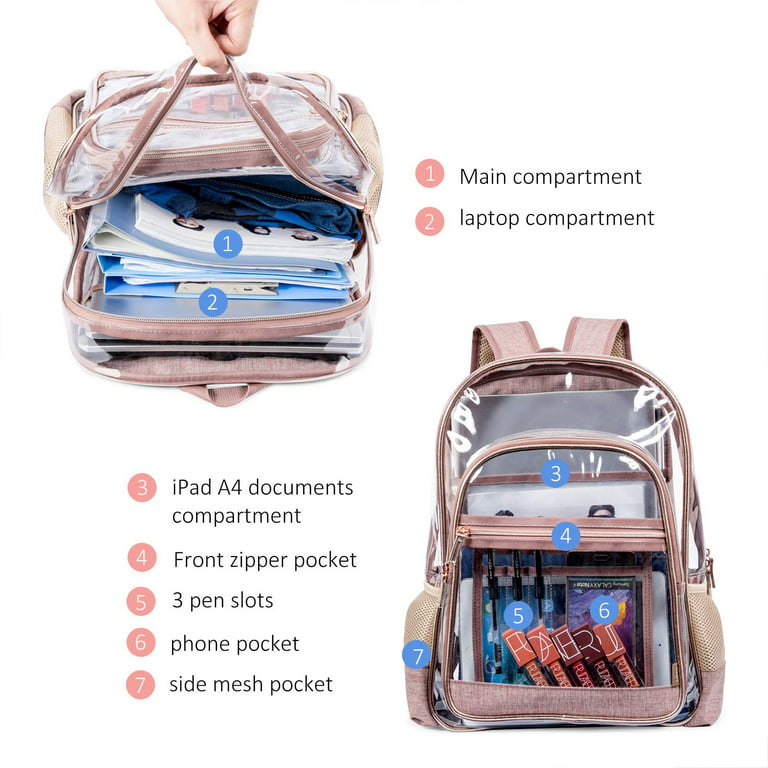 Amaro Rugged Transparent Clear See-Through Backpack