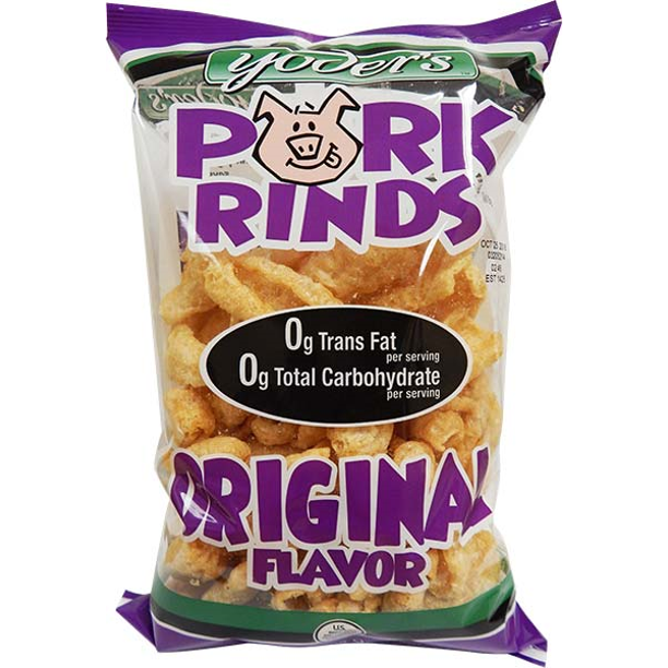 Yoder's Original Pork Rinds (Chicharrones), 4Pack 3.5 oz. Bags