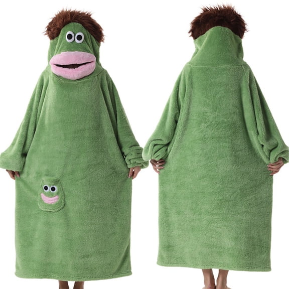 ZHANGDER Blanket Hoodie Big Mouth Monster, Wearable Pjs, Cozy Fleece Sweatshirt, Gifts for Adults Men & Women, 9 Colors One Size