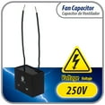 thumbnail image 3 of Appli Parts Fan Capacitor 10 mfd (microfarads) uf 250 VAC with 2 Wire Terminal Connections compatible with any brand with same capacitance 1-7/8in Width 1in depth 1-1/2in Height CAP-10-250-2C, 3 of 7