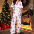 thumbnail image 4 of Yokua Christmas Pajamas Women's Two-Piece Christmas Pajamas Long Sleeve Button Shirt and Pants Set Home Clothes, 4 of 6