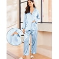 thumbnail image 2 of Ekouaer Silk Pajamas for Women Classic Button Down Satin Pajama Sets Long Sleeve Lounge Set, 2 of 6