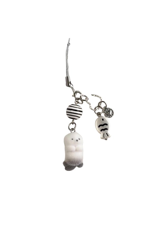 Flocked Cartoon Animal Lanyard Ornament - Flocking Texture, Cartoon Animal Shape, Striped Bead Accent, Tiny Charm Detail, Lanyard Hanger - For Backpacks, Keychains, Bags, Office Desks, Decorative Pur