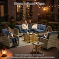 thumbnail image 3 of XIZZI 8 Pieces Wicker Patio Furniture with Swivel Rocking Chair Rattan Outdoor Conversation Set Patio Sectionals Set with Glowing Coffee Table for Porch, Diamond Blue, 3 of 10