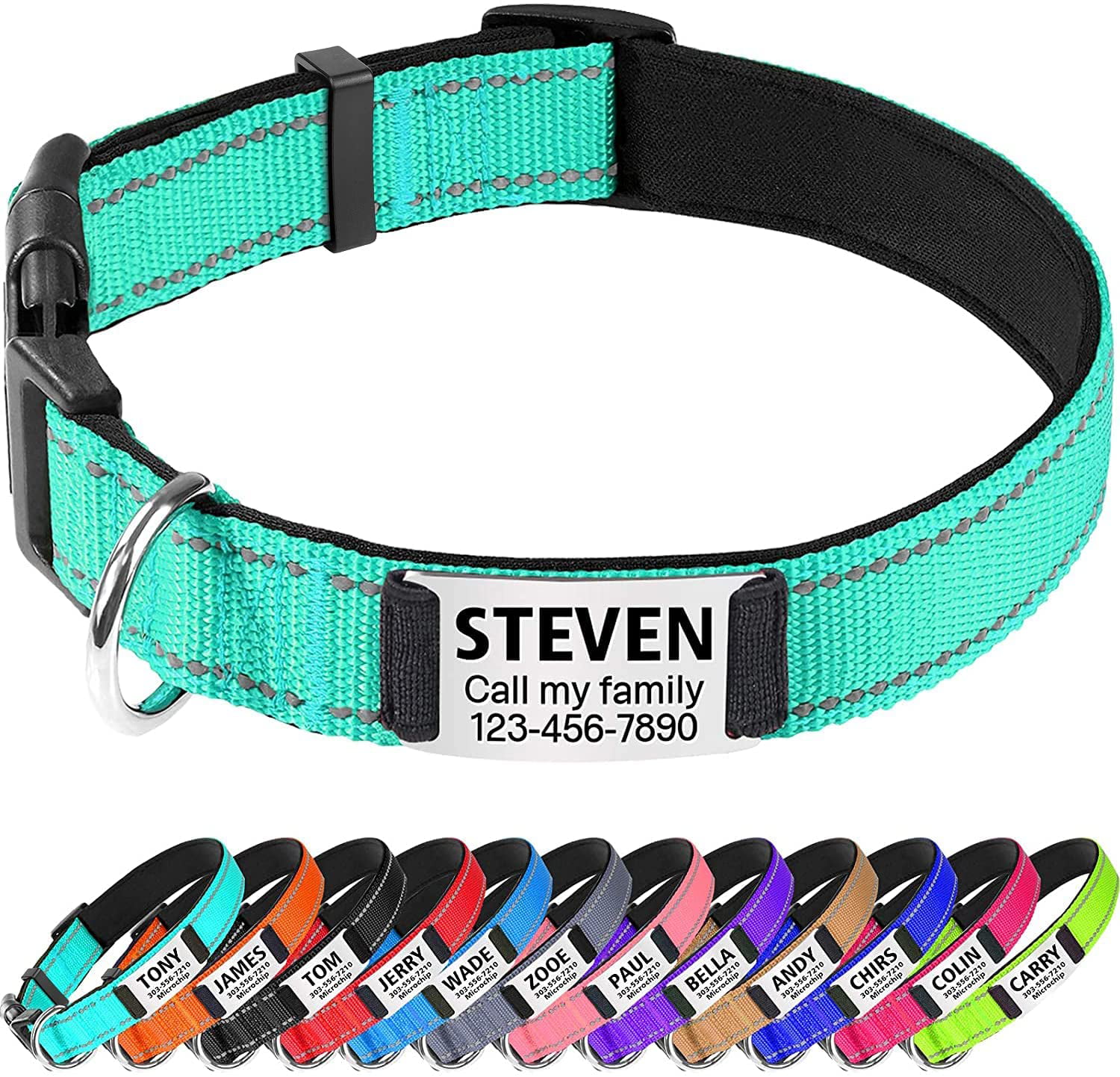 Dog Collar Custom Personalized Engraved Name and Phone Number for Puppy Small Medium Large Pets 