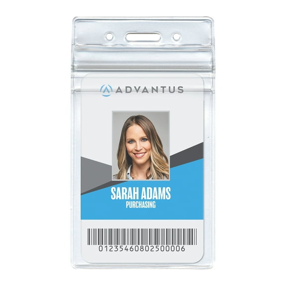 Advantus Re-sealable Badge Holders, Vertical, Frosted, Pack of 50