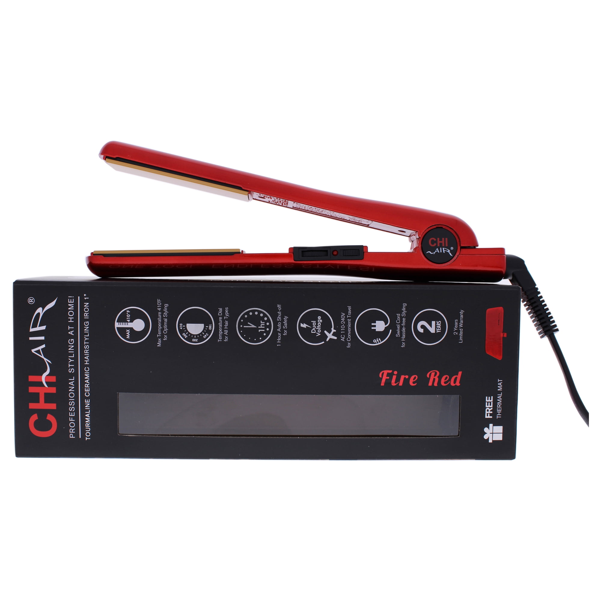 Air Tourmaline Ceramic Hairstyling Flat Iron CA1013 Fire Red by CHI for Unisex 1 Inch Flat Iron Walmart