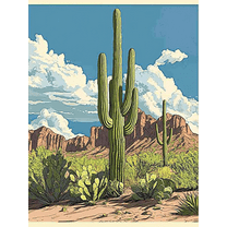 Desert Cactus Saguaro Canvas Print/Wall Art， Suitable for Living Room，Office， Dining Room， and Hallway Decoration.