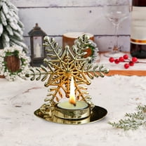 Fmbmuo Candle Holder Vintage Christmas Decor 1 pcs Metal Gold Christmas Ornaments, Industrial Warm Decor Perfect Gift for Mantel or Shelf Display