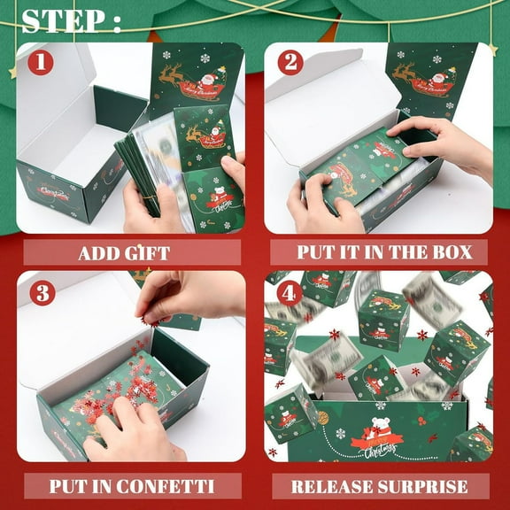 Surprise Gift Box Explosion For Money, 2024 Merry Christmas Surprise Box Gift Box Set,Explosion Boxes For Money And Birthdays,Creating Most Surprising Gift, Folding Bouncing Boxes For Christmas