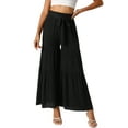 thumbnail image 1 of Pantalones Boho para Mujer INSPIRE CHIC, con cintura alta elástica, volantes, estilo palazzo, pierna ancha, color negro, 1 of 6