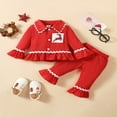 thumbnail image 3 of Pyjama de Noël pour Tout-Petites Filles Père Noël à Rayures Manches Longues Boutons Hauts Pantalons Tenues de Nuit pour Tout-Petits Ensembles 2 Pcs Rayures Rouges 12-18 Mois, 3 of 7