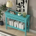 thumbnail image 2 of Fumedo Rustic Console Table with Open Shelf, Rubber Wood Legs, Ideal for Entryways, Living Rooms, and Hallways (Teal), 2 of 8