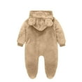 thumbnail image 3 of Staki Newborn Boy Outfits Newborn Baby Snowsuit Bear Onesie Romper Winter Warm Coat Infant Fleece Footie Jumpsuit for Boys(Khaki,0-3 Months), 3 of 3