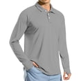 thumbnail image 4 of WTOBBY Men's Raglan Sleeve Performance Shirt with UPF 50+ Sun Block, Lightweight Long Sleeve, and Golf-Ready Design for Breathable Summer Wear ,Gray 2XL, 4 of 7