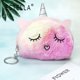 thumbnail image 1 of Lindo monedero de dibujos animados en forma de semicírculo con unicornio bordado, lindo monedero de peluche teñido anudado entrecerrado, 1 of 6