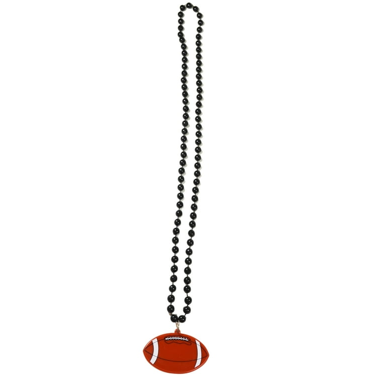 Bulk Black Bead Necklaces with Football Charms - 150 Pc.