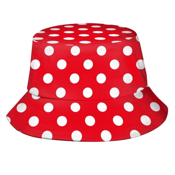 Yuanlong Unisex Bucket Hat Wide Brim Polka Dot Sun Hat Classic Stylish Daily Outdoor Streetwear Hat