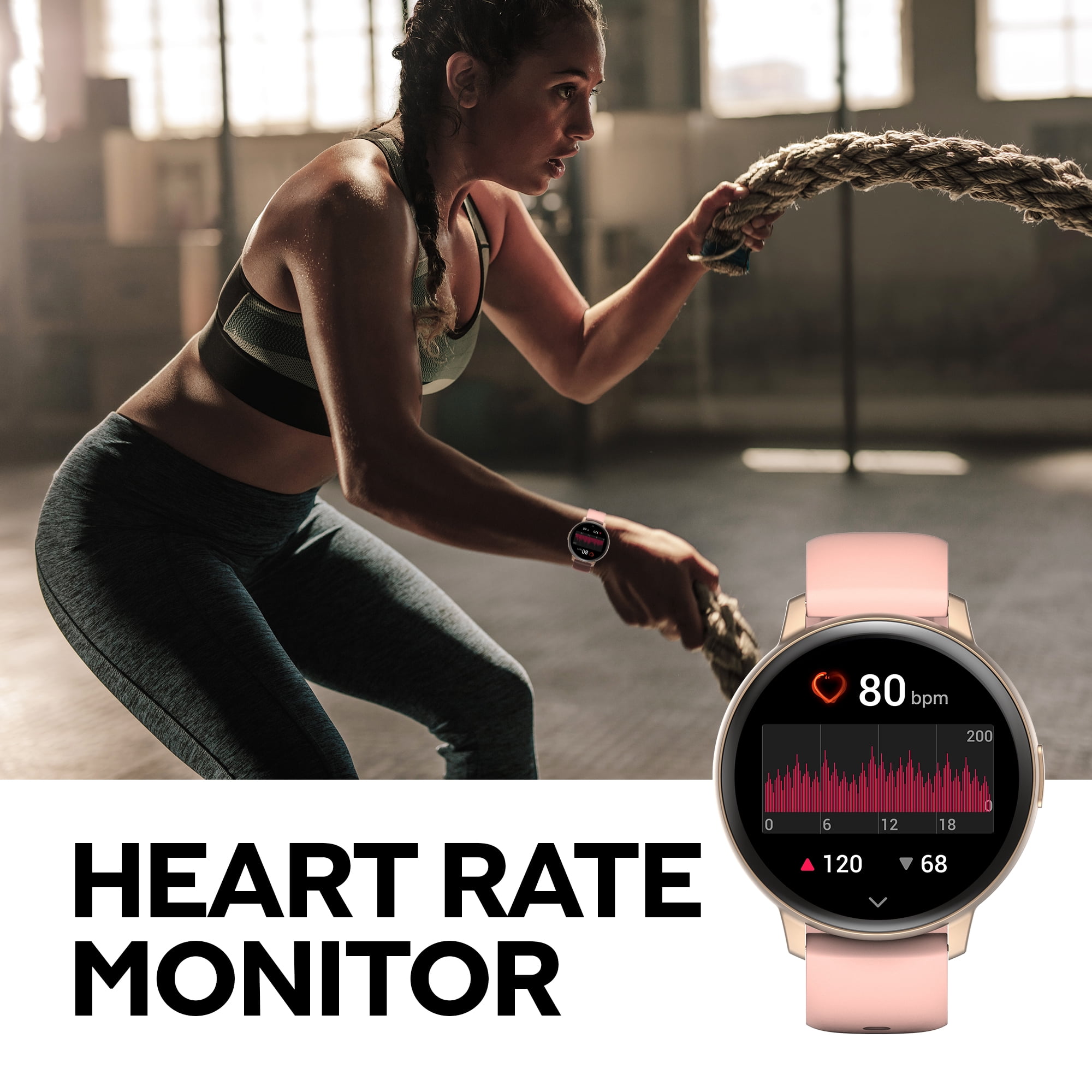 3Plus LIRA Men Women's w/BONUS BAND Smartwatch (Rose Gold)-Make calls/ Heart Rate/ Sleep Monitor/ Notifications/ Assisted GPS/ IP68 Water Resistance/ 100+ Workouts/ Activity Tracking/ iOS & Android