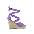 thumbnail image 3 of BLISSFUL STEP Women's Shoes Lace Up Espadrilles Platform Wedge Sandals Purple 9, 3 of 7