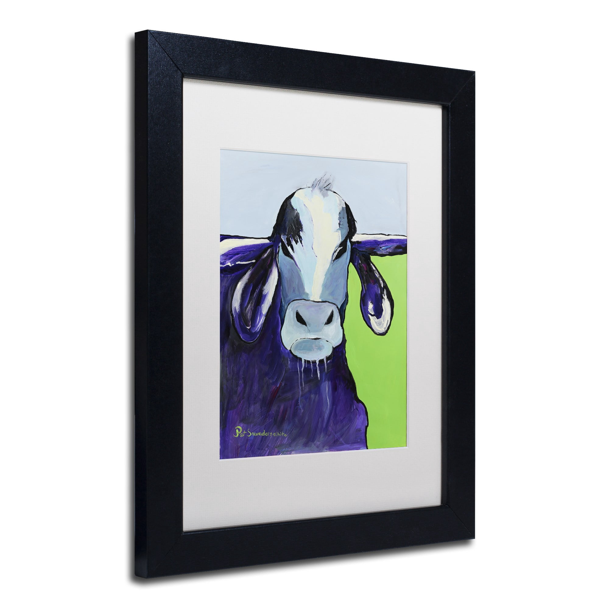 Trademark Fine Art "Bull Drool II" Canvas Art by Pat Saunders-White, White Matte, Black Frame