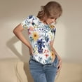thumbnail image 3 of Balery Lilies Flowers Body de cuello redondo de manga corta para mujer Tops de manga corta Tops básicos-X-Large, 3 of 7
