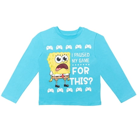 Image of SpongeBob SquarePants Little Boys Long Sleeve Graphic T-Shirt Blue 6