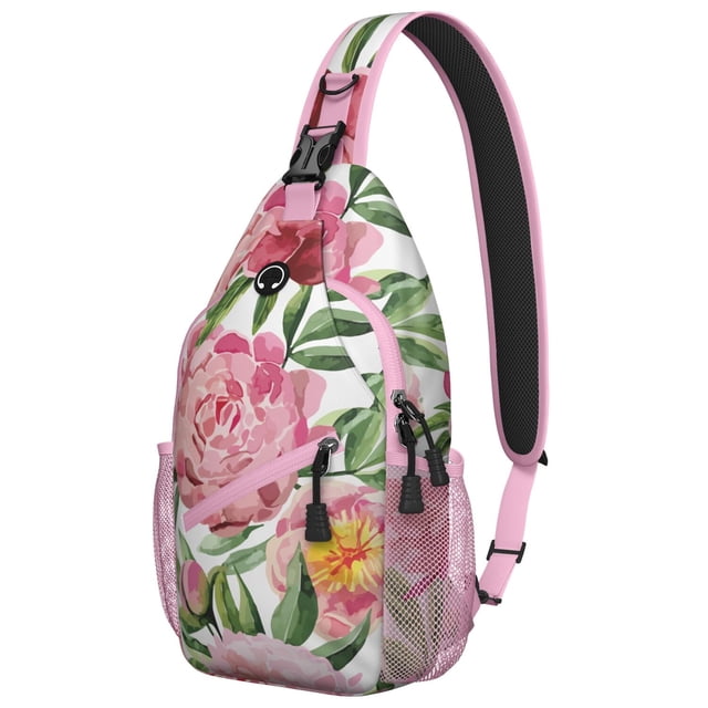 Colorful Watercolor Flower Pattern Shoulder Backpack Retro Crossbody Bag with Anti-Theft Design, Versatile Wear Floral Daypack for Hiking, Travel, Urban Use