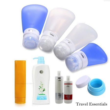 Silicone Liquid Travel Moisturizing Jar Bottle Shower Lotion Bottle Shampoo Jars Bottle Pack of 5 20/37/60/89ml Squeezable Portable Bottle with EVA Carry Bag (Best Carry On Travel Pack)