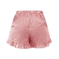 thumbnail image 6 of Dresfit Womens Boxer Shorts Plaid Gingham Shorts 2026 Summer Ruffle Elastic Lounge Pajama Bottoms with Pocket Wide Leg Solid Color Beach Pajama Shorts M, 6 of 6