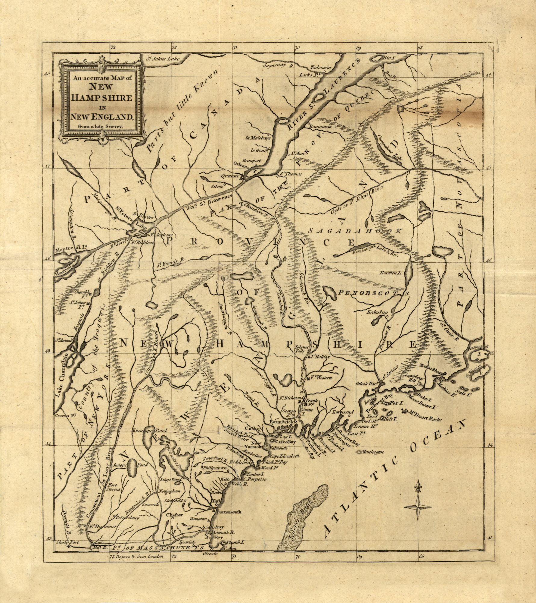Old State Map New Hampshire 1781 23 x 25.84