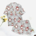 thumbnail image 4 of Pyjama pour Femmes en Satin de Soie à Imprimé Graphique, Mignon, Tenue de Nuit, Boutons, Hauts à Manches Courtes, Ensembles de Shorts, 4 of 5