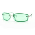thumbnail image 6 of Womens Trendy Rimless 90s Designer Styling Narrow Rectangle Fashion Sunglasses Green, 6 of 8