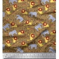 thumbnail image 1 of Soimoi Brown Cotton Duck Fabric Lion,Giraffe & Elephant Kids Print Fabric by The Yard 42 Inch Wide, 1 of 1