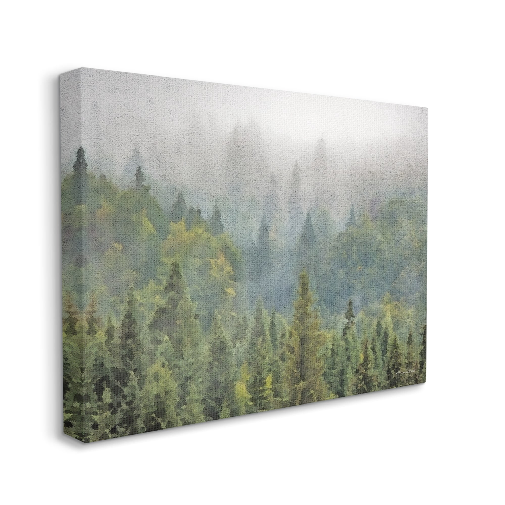 Stupell Industries Foggy Pine Forest Quiet Mountain Woods Atmospheric Painting,48 x 36, Design by Sn Ball