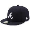 thumbnail image 1 of Men's New Era Navy Atlanta Braves Road Authentic Collection On-Field 59FIFTY Fitted Hat, 1 of 9