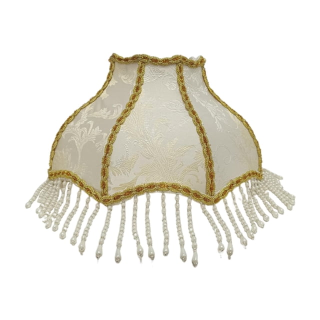 Pantalla lámpara con forma campana y borde festoneado, cubierta repuesto para lámpara, pantalla lámpara vintage con flecos jacquard