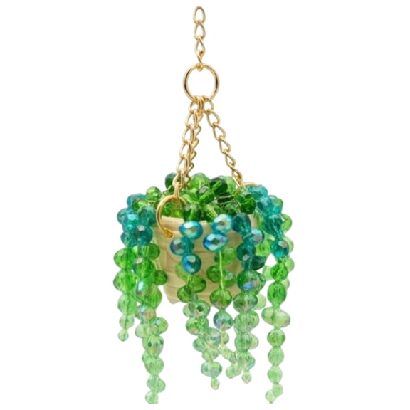 DVKOVI Beaded Plant Succulent Car Charm Crystal Pearls Sun Catcher Hanger Rearview Mirror Accessories Window Hanging